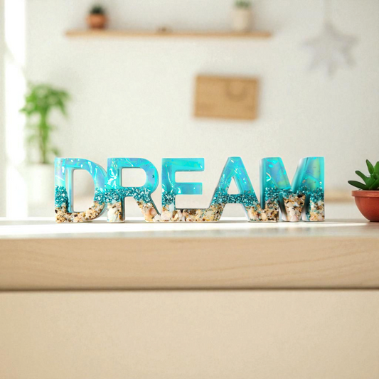 Handmade Ocean-Inspired "DREAM" Resin Sign